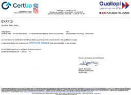 Exaris est certifi&eacute; Qualiopi pour ses activit&eacute;s de formation